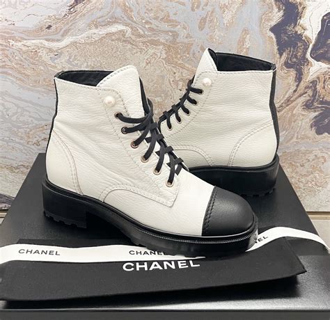 chanel combat boots with pearls|chanel suede combat boots.